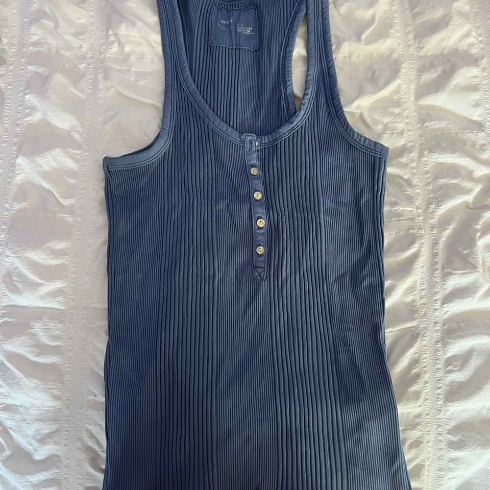 Aerie Blue Ribbed Sleeveless Tank Top